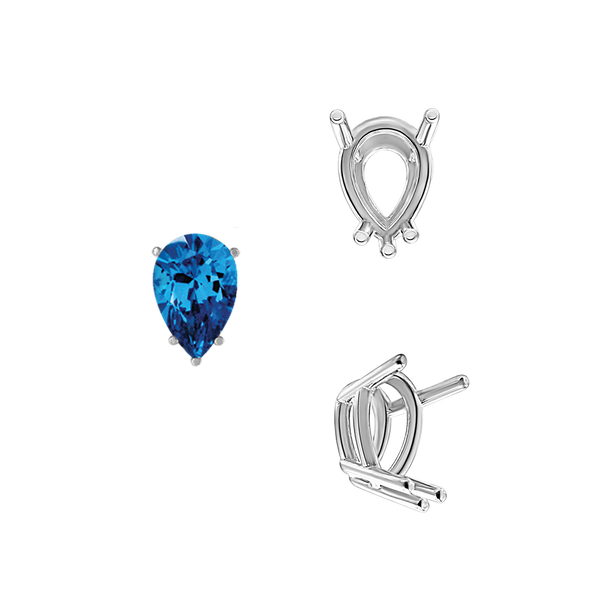 Five Prong Pear Shape Wire Basket Settings in Sterling Silver (3.00 x 1.75 mm - 12.00 x 8.00 mm)