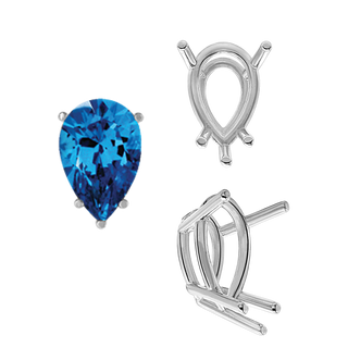 Five Prong Pear Shape Wire Basket Settings in Sterling Silver (3.00 x 1.75 mm - 12.00 x 8.00 mm)