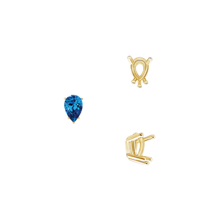Five Prong Pear Shape Wire Basket Settings in 14K Gold (5.00 x 3.00 mm - 12.00 x 8.00 mm)