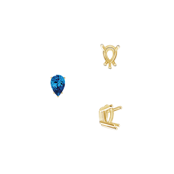 Five Prong Pear Shape Wire Basket Settings in 14K Gold (5.00 x 3.00 mm - 12.00 x 8.00 mm)