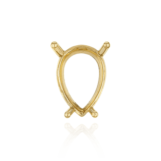 Four Prong Pear Shape Single Base Settings in 14K Gold (5.00 x 3.00 mm - 24.00 x 16.00 mm)