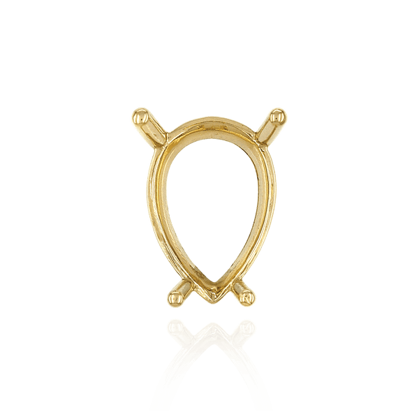 Four Prong Pear Shape Single Base Settings in 14K Gold (5.00 x 3.00 mm - 24.00 x 16.00 mm)