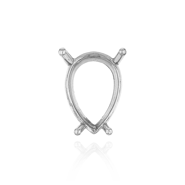 Four Prong Pear Shape Single Base Settings in Sterling Silver (5.00 x 3.00 mm - 24.00 x 16.00 mm)