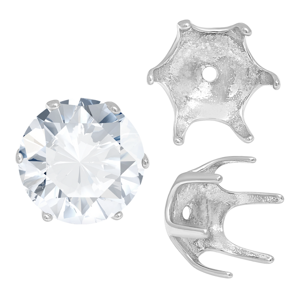 Six Prong Round Pearl Cup Settings in Sterling Silver (3.00 mm - 10.00 mm)