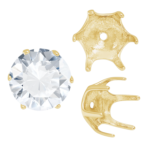 Six Prong Round Pearl Cup Settings in 14K Gold (3.00 mm - 10.00 mm)