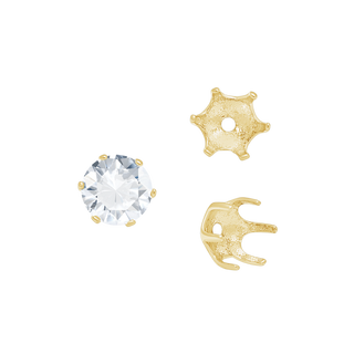 Six Prong Round Pearl Cup Settings in 14K Gold (3.00 mm - 10.00 mm)