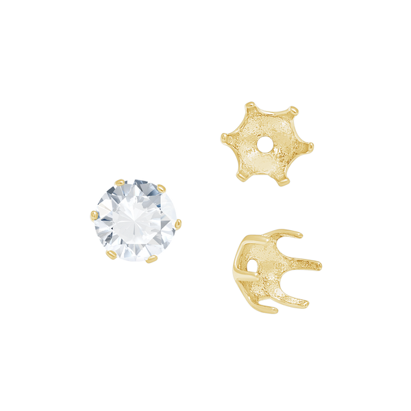 Six Prong Round Pearl Cup Settings in 14K Gold (3.00 mm - 10.00 mm)