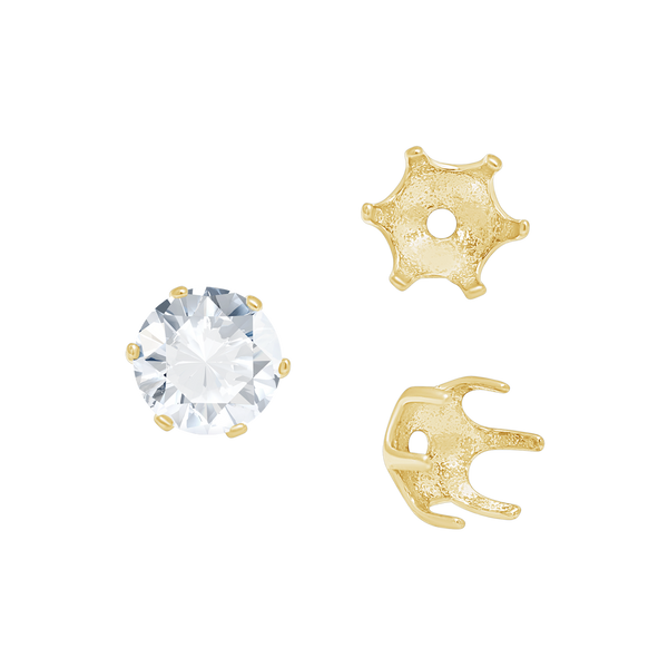 Six Prong Round Pearl Cup Settings in 14K Gold (3.00 mm - 10.00 mm)