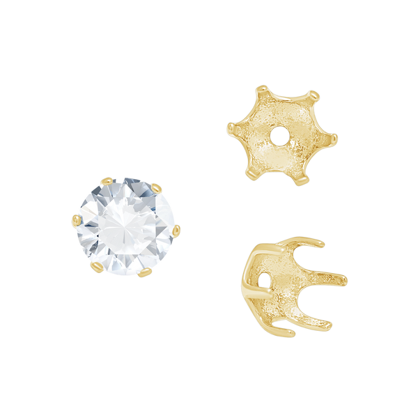 Six Prong Round Pearl Cup Settings in 14K Gold (3.00 mm - 10.00 mm)