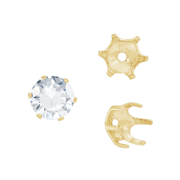 Six Prong Round Pearl Cup Settings in 14K Gold (3.00 mm - 10.00 mm)