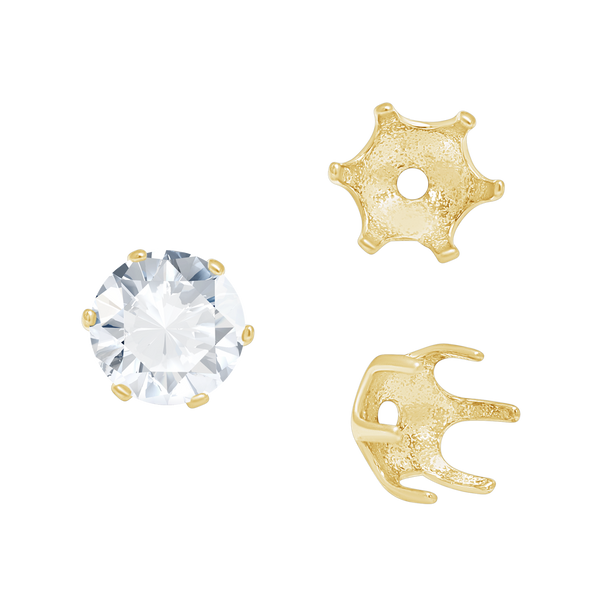 Six Prong Round Pearl Cup Settings in 14K Gold (3.00 mm - 10.00 mm)