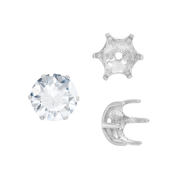 Six Prong Round Pearl Cup Settings in 14K Gold (3.00 mm - 10.00 mm)