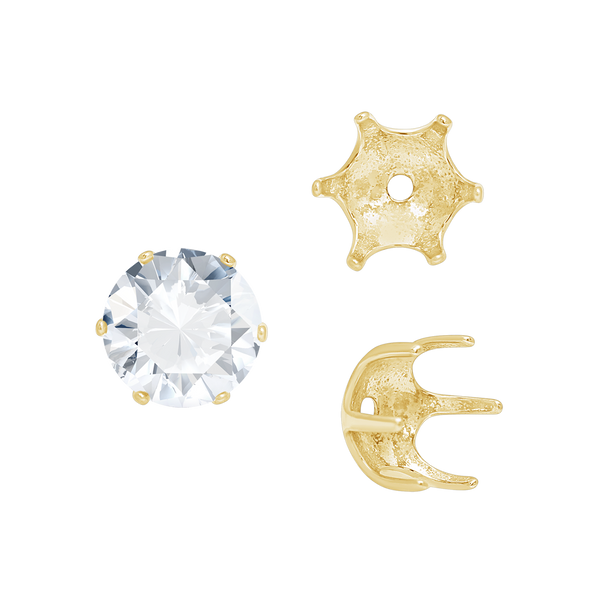 Six Prong Round Pearl Cup Settings in 14K Gold (3.00 mm - 10.00 mm)