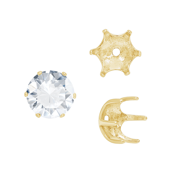 Six Prong Round Pearl Cup Settings in 14K Gold (3.00 mm - 10.00 mm)