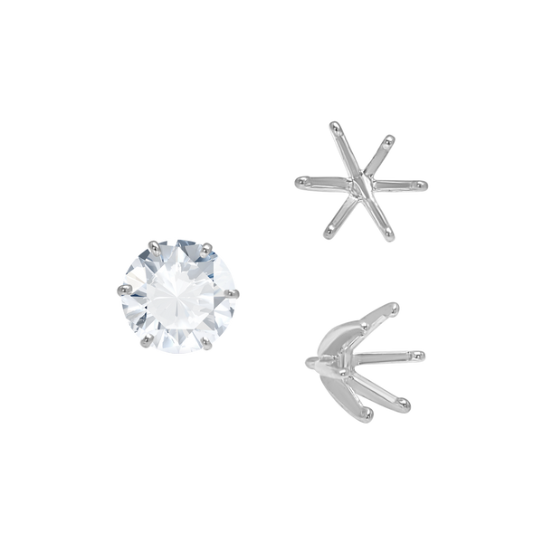 Six Prong Round Light and Low Tiffany Settings With Peg in 14K Gold (Casting) (2.50 mm - 11.00 mm)