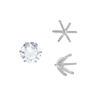 Six Prong Round Light and Low Tiffany Settings With Peg in 18K Gold (Casting) (3.25 mm - 9.75 mm)