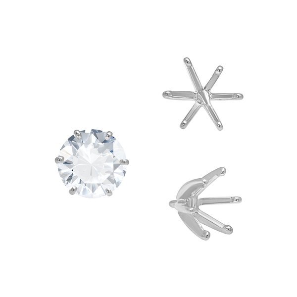 Six Prong Round Light and Low Tiffany Settings With Peg in 14K Gold (Casting) (2.50 mm - 11.00 mm)