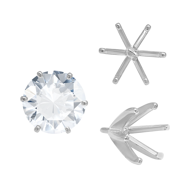 Six Prong Round Light and Low Tiffany Settings With Peg in 14K Gold (Casting) (2.50 mm - 11.00 mm)