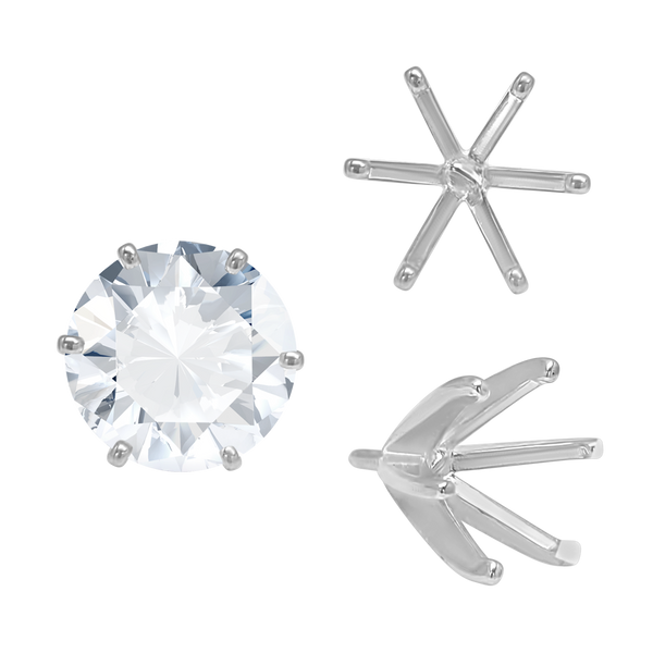 Six Prong Round Light and Low Tiffany Settings With Peg in 18K Gold (Casting) (3.25 mm - 9.75 mm)