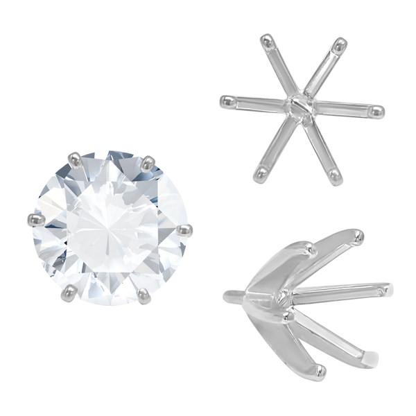 Six Prong Round Light and Low Tiffany Settings With Peg in 18K Gold (Casting) (3.25 mm - 9.75 mm)