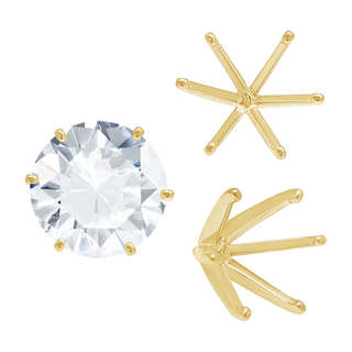 Six Prong Round Light and Low Tiffany Settings With Peg in 14K Gold (Casting) (2.50 mm - 11.00 mm)