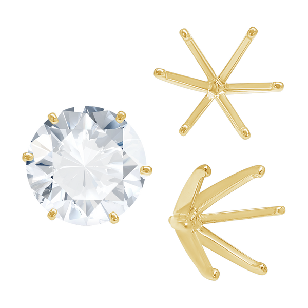 Six Prong Round Light and Low Tiffany Settings With Peg in 14K Gold (Casting) (2.50 mm - 11.00 mm)