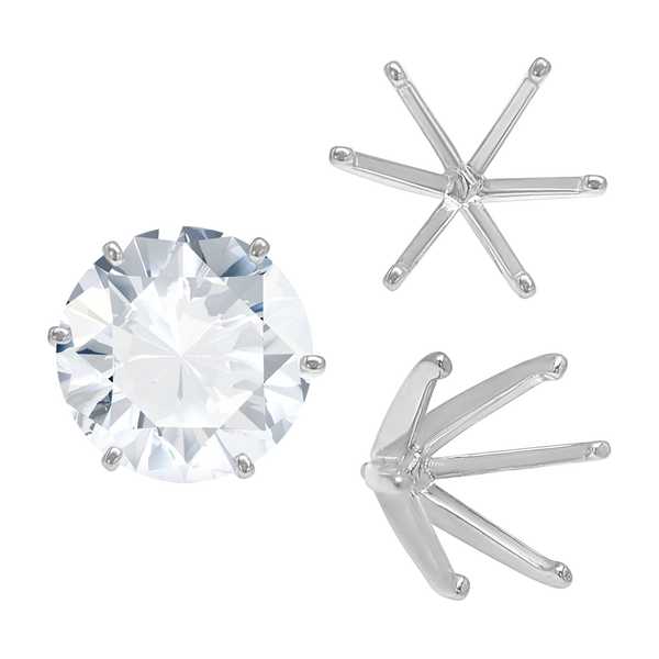 Six Prong Round Light and Low Tiffany Settings With Peg in 14K Gold (Casting) (2.50 mm - 11.00 mm)