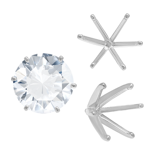 Six Prong Round Light and Low Tiffany Settings With Peg in Sterling Silver (Casting) (2.50 mm - 11.00 mm)