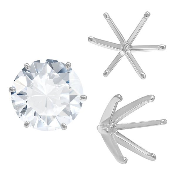 Six Prong Round Light and Low Tiffany Settings With Peg in 18K Gold (Casting) (3.25 mm - 9.75 mm)