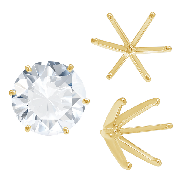 Six Prong Round Light and Low Tiffany Settings With Peg in 14K Gold (Casting) (2.50 mm - 11.00 mm)