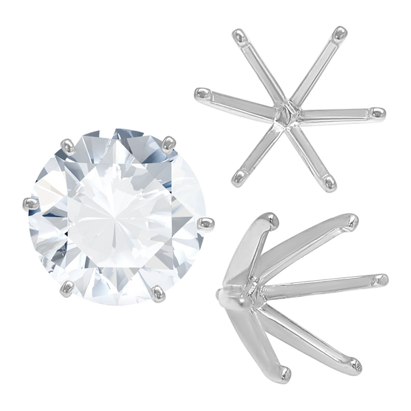 Six Prong Round Light and Low Tiffany Settings With Peg in Sterling Silver (Casting) (2.50 mm - 11.00 mm)