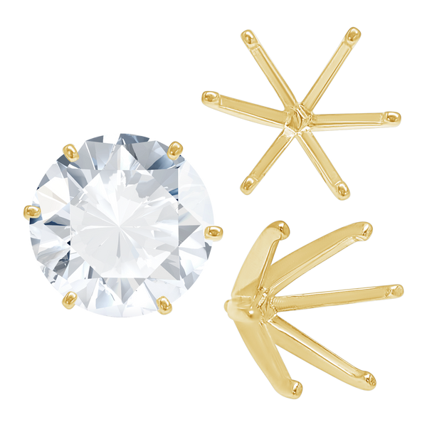 Six Prong Round Light and Low Tiffany Settings With Peg in 14K Gold (Casting) (2.50 mm - 11.00 mm)