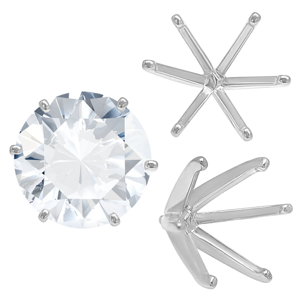 Six Prong Round Light and Low Tiffany Settings With Peg in 14K Gold (Casting) (2.50 mm - 11.00 mm)