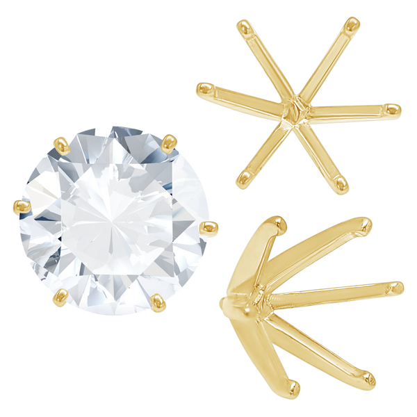 Six Prong Round Light and Low Tiffany Settings With Peg in 14K Gold (Casting) (2.50 mm - 11.00 mm)