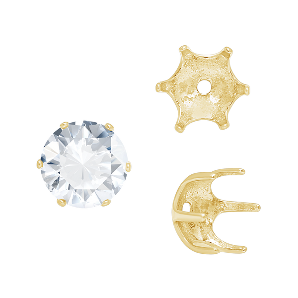 Six Prong Round Pearl Cup Settings in 14K Gold (3.00 mm - 10.00 mm)