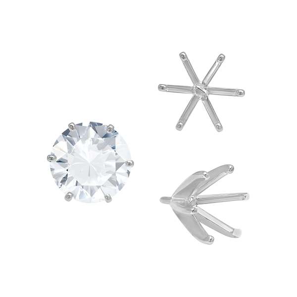 Six Prong Round Light and Low Tiffany Settings With Peg in 14K Gold (Casting) (2.50 mm - 11.00 mm)