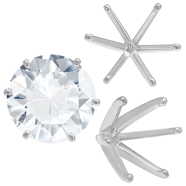 Six Prong Round Light and Low Tiffany Settings With Peg in 14K Gold (Casting) (2.50 mm - 11.00 mm)