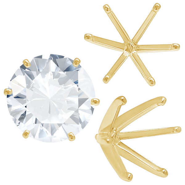 Six Prong Round Light and Low Tiffany Settings With Peg in 14K Gold (Casting) (2.50 mm - 11.00 mm)