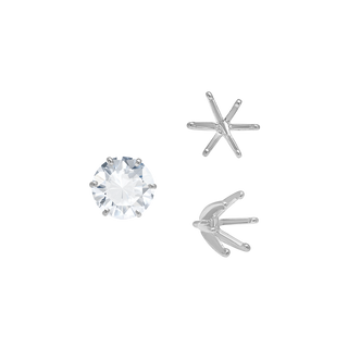 Six Prong Round Light and Low Tiffany Settings With Peg in Sterling Silver (Casting) (2.50 mm - 11.00 mm)