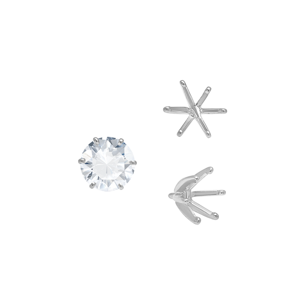 Six Prong Round Light and Low Tiffany Settings With Peg in Sterling Silver (Casting) (2.50 mm - 11.00 mm)