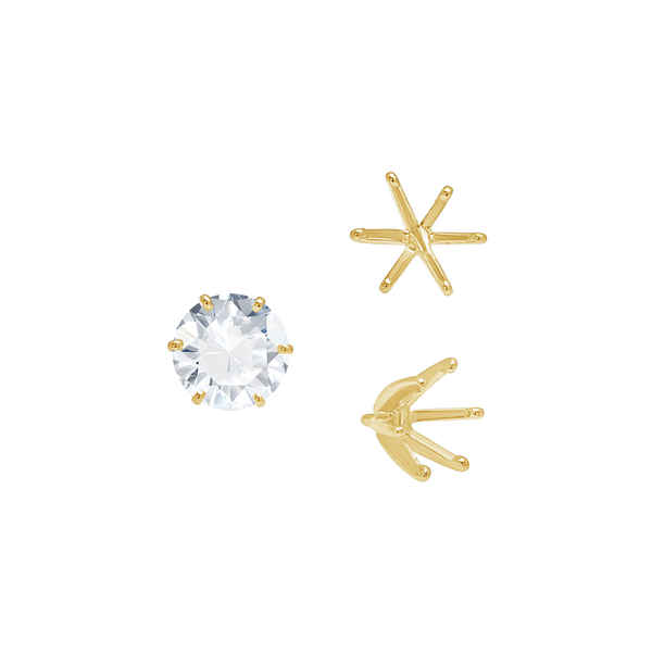 Six Prong Round Light and Low Tiffany Settings With Peg in 14K Gold (Casting) (2.50 mm - 11.00 mm)