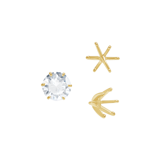 Six Prong Round Light and Low Tiffany Settings With Peg in 14K Gold (Casting) (2.50 mm - 11.00 mm)