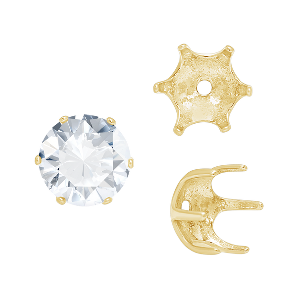 Six Prong Round Pearl Cup Settings in 14K Gold (3.00 mm - 10.00 mm)