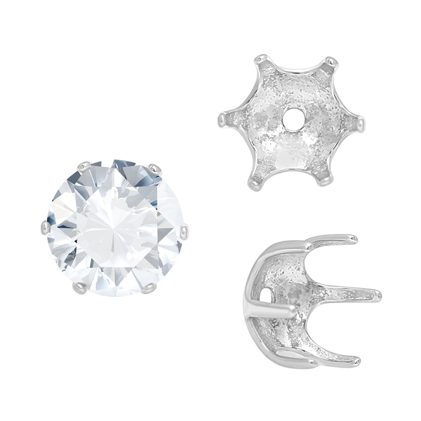 Six Prong Round Pearl Cup Settings in 14K Gold (3.00 mm - 10.00 mm)