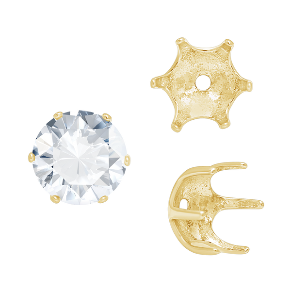 Six Prong Round Pearl Cup Settings in 14K Gold (3.00 mm - 10.00 mm)