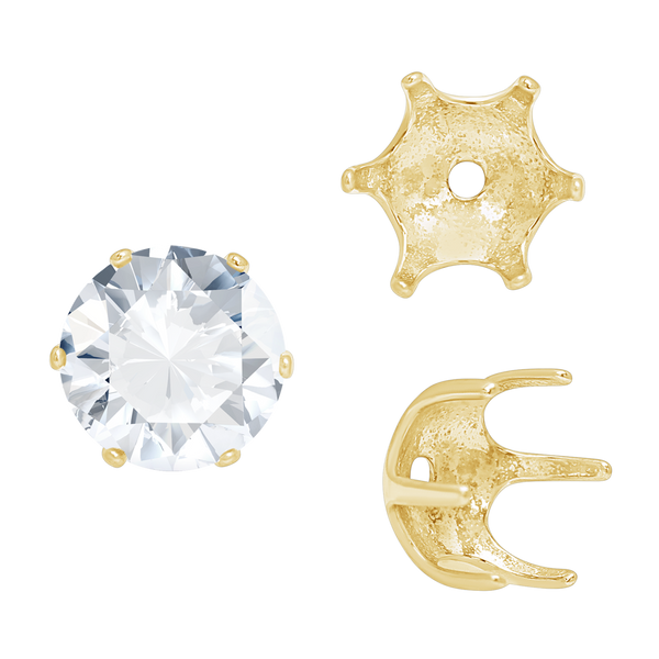 Six Prong Round Pearl Cup Settings in 14K Gold (3.00 mm - 10.00 mm)