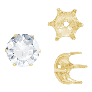 Six Prong Round Pearl Cup Settings in 14K Gold (3.00 mm - 10.00 mm)