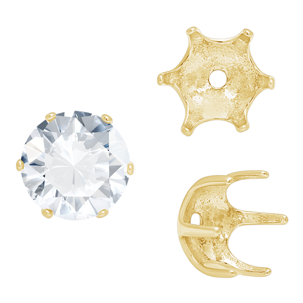 Six Prong Round Pearl Cup Settings in 14K Gold (3.00 mm - 10.00 mm)