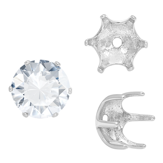 Six Prong Round Pearl Cup Settings in Sterling Silver (3.00 mm - 10.00 mm)