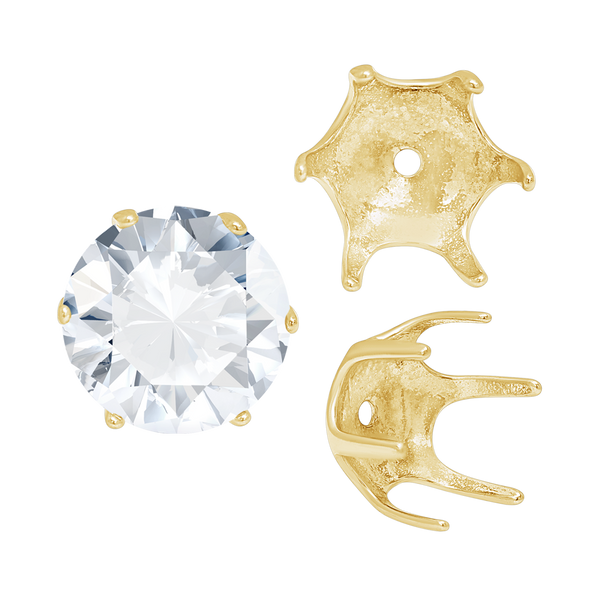 Six Prong Round Pearl Cup Settings in 14K Gold (3.00 mm - 10.00 mm)